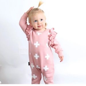 Tiny Tribe Cross Frill Romper-Baby Girl 6-9 Months